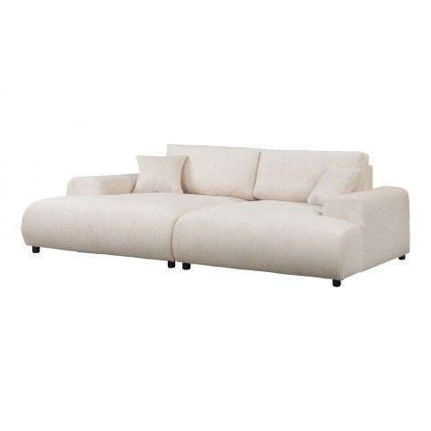 Beżowa sofa w sztruksie czteroosobowa nowoczesna z głębokim siedziskiem - Mossi