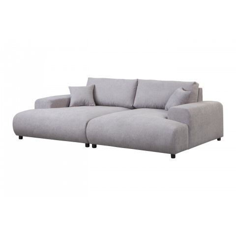 Szara sofa czteroosobowa nowoczesna z głębokim siedziskiem i poduszkami – Mossi