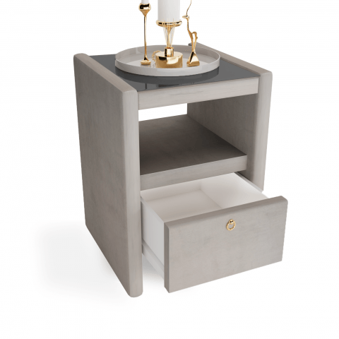 Stolik nocny tapicerowany GLAM z szufladą