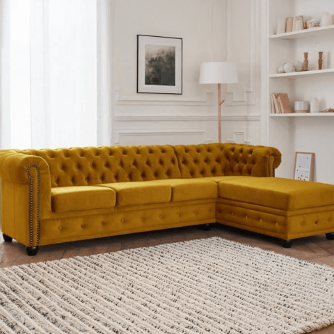 Narożnik pięcioosobowy pikowany Chesterfield FELIX 3+OT