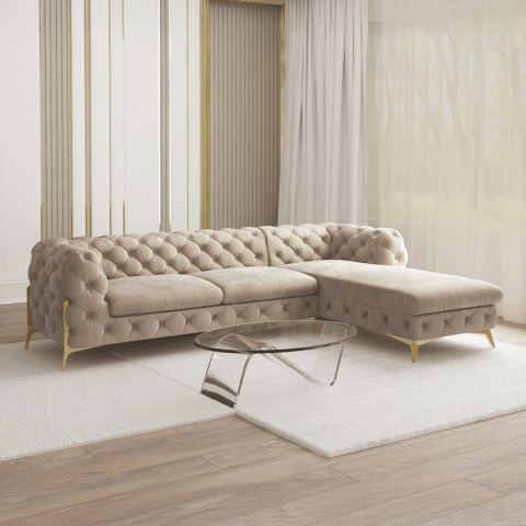 Narożnik czteroosobowy pikowany glamour Chesterfield TEO 2,5+OT