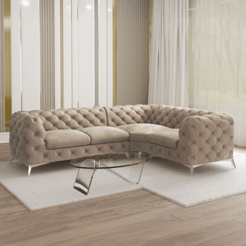 Narożnik czteroosobowy luksusowy pikowany Chesterfield TEO 2+E+1