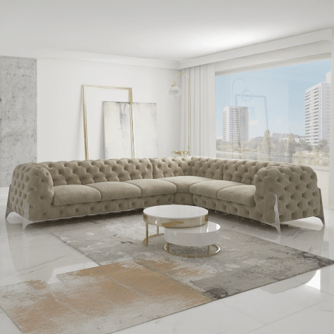 Narożnik sześcioosobowy pikowany Chesterfield KALIFORNIA 3+E+2