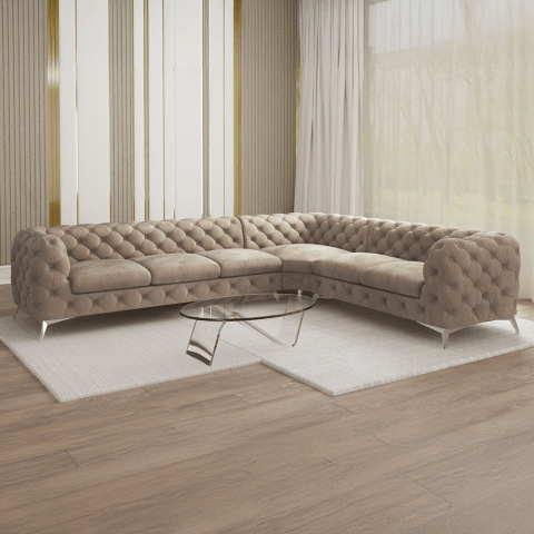 Narożnik sześcioosobowy luksusowy pikowany Chesterfield TEO 3+E+2