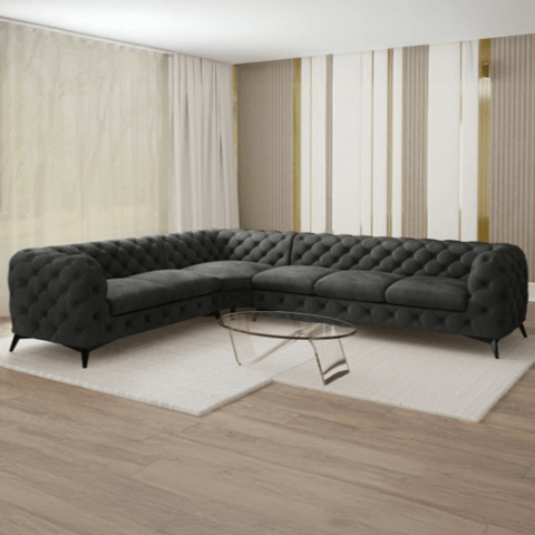 Narożnik sześcioosobowy pikowany glamour Chesterfield TEO 2+E+3