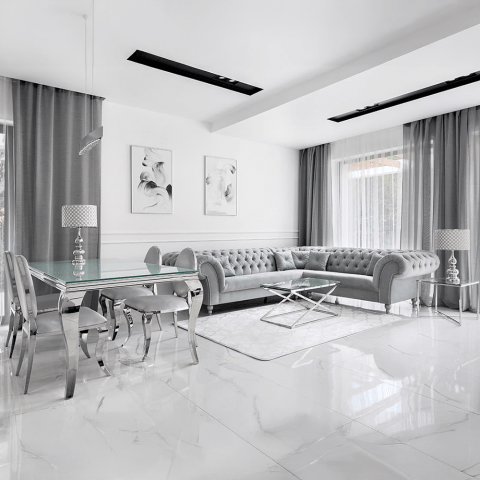 Narożnik sześcioosobowy pikowany Chesterfield PORTO