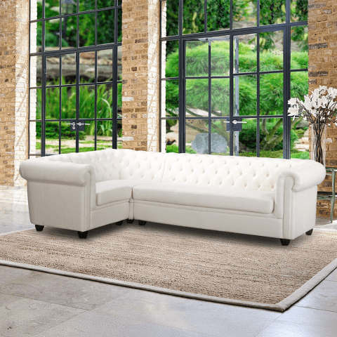 Narożnik pięcioosobowy pikowany Chesterfield SYDNEY 1+E+3