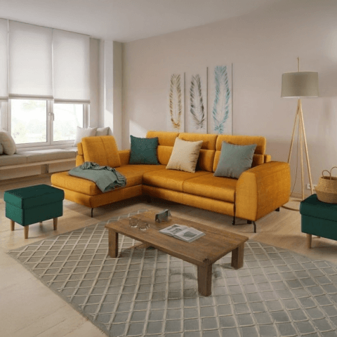 Narożnik czteroosobowy nowoczesny z funkcją spania DOSA