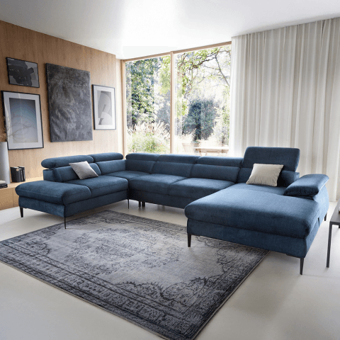 Narożnik siedmioosobowy z funkcją spania nowoczesny Lumes U