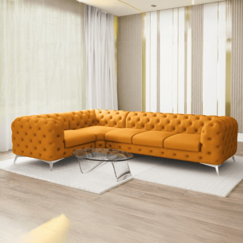 Narożnik pięcioosobowy luksusowy pikowany Chesterfield TEO 1+E+3