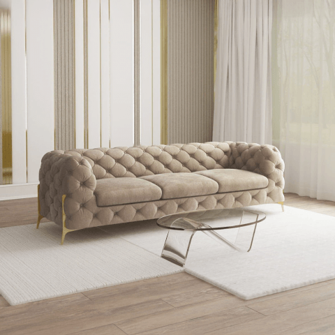 Sofa trzyosobowa pikowana glamour Chesterfield TEO HIGH 3