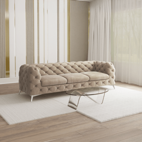 Sofa trzyosobowa pikowana glamour Chesterfield TEO 3
