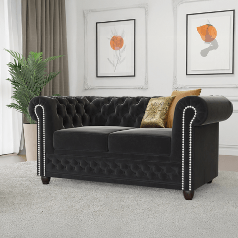 Sofa dwuosobowa z funkcją spania pikowana Chesterfield FELIX 2