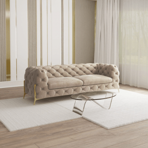 Sofa trzyosobowa pikowana glamour Chesterfield TEO HIGH 2,5