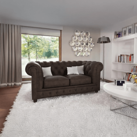 Sofa dwuosobowa z funkcją spania pikowana Chesterfield SOLARIS 2