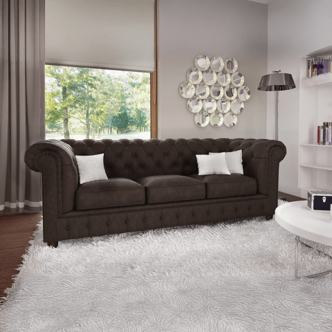 Sofa trzyosobowa pikowana Chesterfield SOLARIS 3