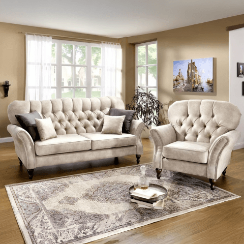 Sofa trzyosobowa pikowana glamour Chesterfield  BOGOTA