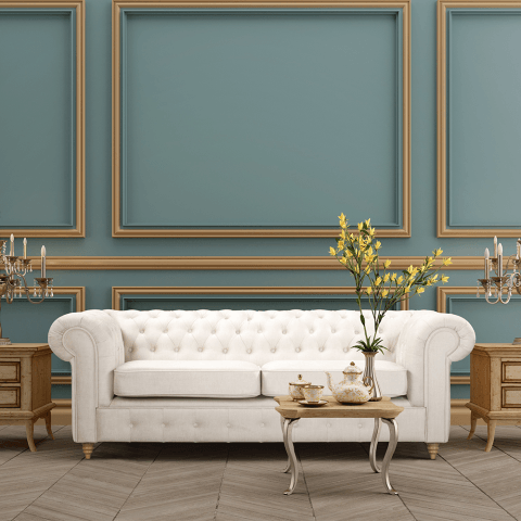 Sofa 2,5 osobowa pikowana Chesterfield z funkcją spania Fins