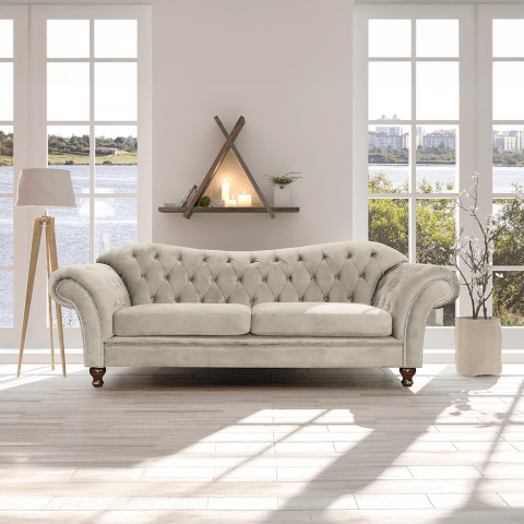 Sofa trzyosobowa pikowana Chesterfield PARIS