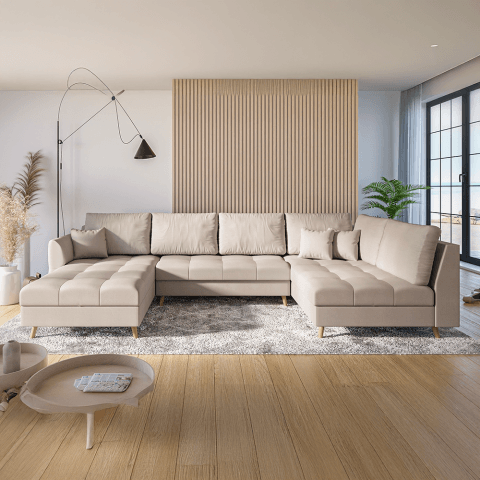 Narożnik sześcioosobowy z przeszyciem nowoczesny Laril U