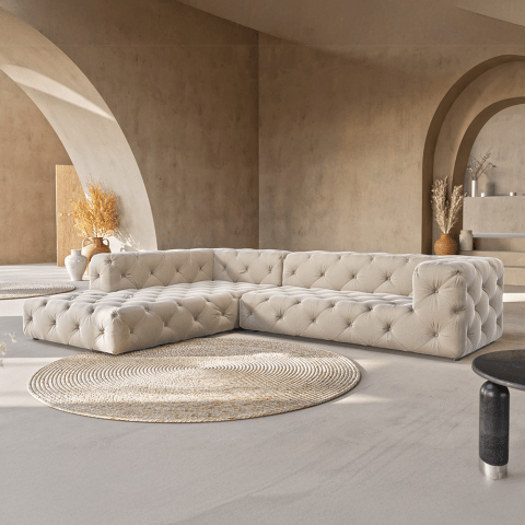 Narożnik pięcioosobowy pikowany glamour BENTLEY