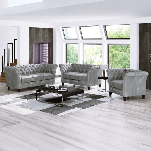 Zestaw mebli pikowanych glamour 3+2+1 HASSO