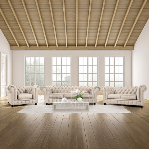 Zestaw mebli pikowanych glamour Chesterfield 3+2+1 SOLARIS