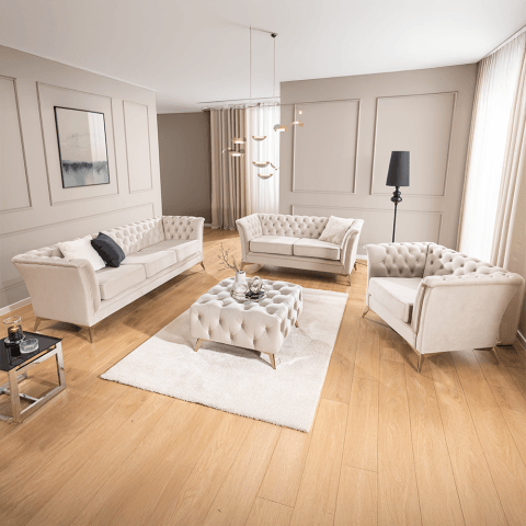 Zestaw mebli pikowanych Chesterfield 3+2+1 Hasso Bis