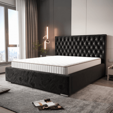 Łóżko tapicerowane z kryształkami NEL