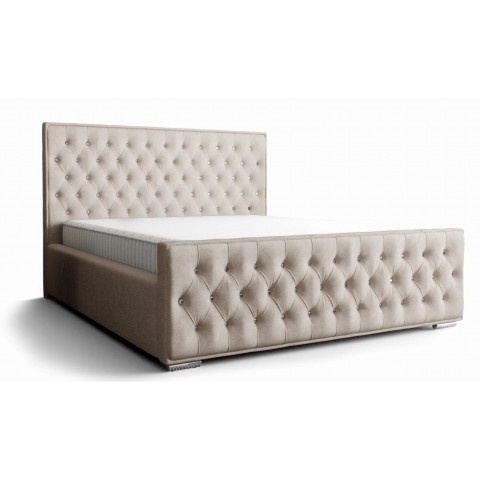 Łóżko tapicerowane z kryształkami glamour MORI