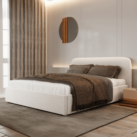 Nowoczesne łóżko tapicerowane z pojemnikiem na pościel Milo