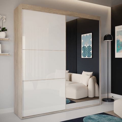 Szafa przesuwna dwudrzwiowa z lacobelem i lustrem na wymiar ASTERION