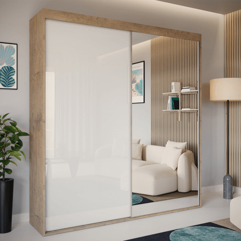 Szafa przesuwna dwudrzwiowa z lacobelem i lustrem na wymiar ALKES