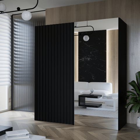 Szafa przesuwna dwudrzwiowa z lamelami i lustrem na wymiar ADARA PREMIUM