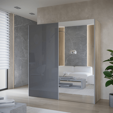 Szafa przesuwna dwudrzwiowa z lacobelem i lustrem na wymiar ALKES PREMIUM