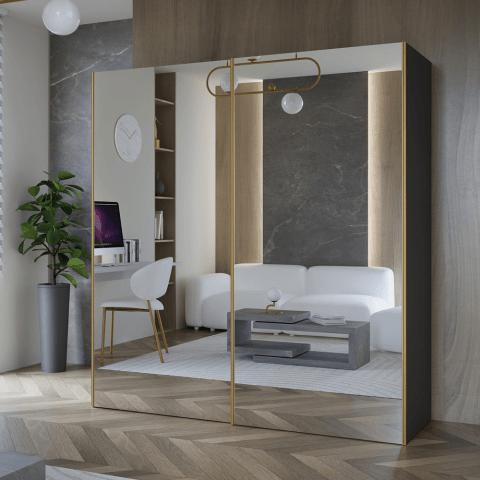 Szafa przesuwna dwudrzwiowa z lustrem na wymiar ALFA PREMIUM