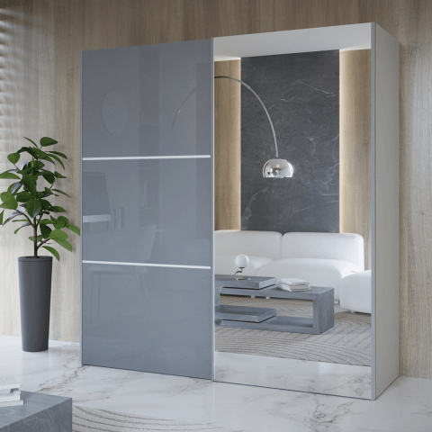 Szafa przesuwna dwudrzwiowa z lacobelem i lustrem na wymiar ASTERION PREMIUM