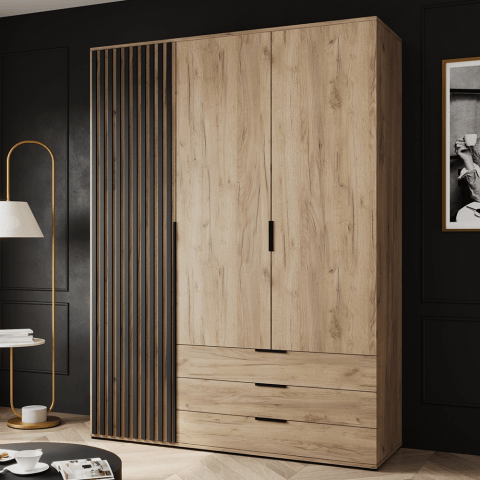 Szafa uchylna trzydrzwiowa z szufladami i lamelami na wymiar Lima