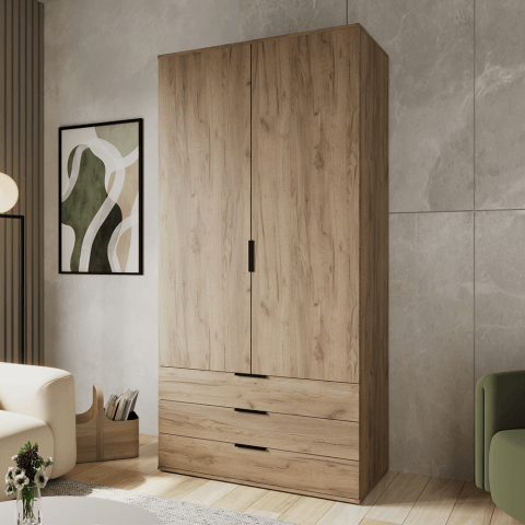 Szafa uchylna dwudrzwiowa z szufladami na wymiar Linea