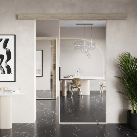 Drzwi Przesuwne naścienne z lustrem Kama na wymiar