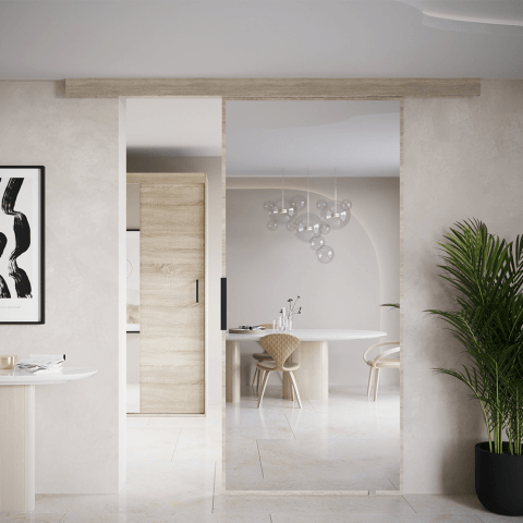 Drzwi Przesuwne sufitowe z lustrem Kama na wymiar