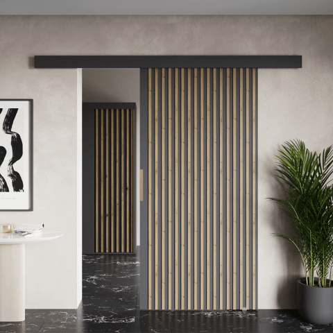 Drzwi przesuwne naścienne z lamelami PRIMA