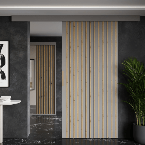 Drzwi przesuwne sufitowe z lamelami AROMA