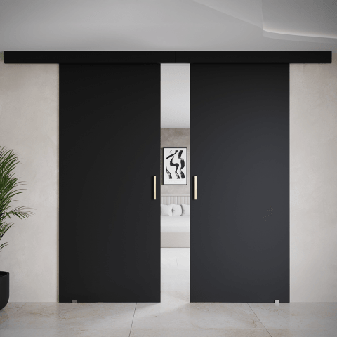 Drzwi przesuwne dwuskrzydłowe sufitowe LORES