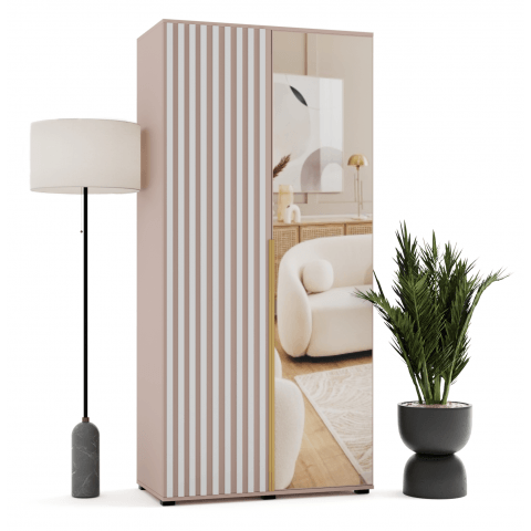 Szafa uchylna dwudrzwiowa z lustrem i lamelami na wymiar Verona