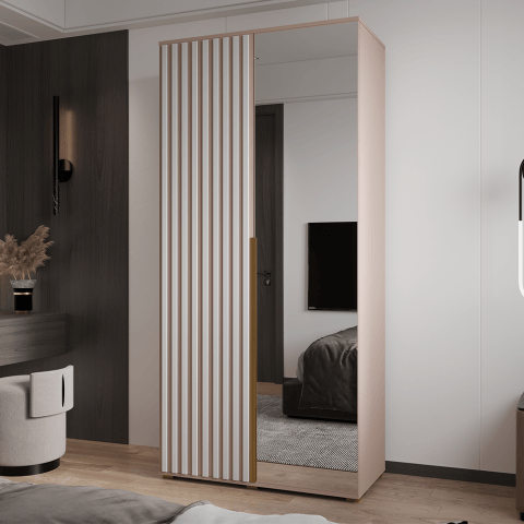 Szafa uchylna dwudrzwiowa z lustrem i lamelami na wymiar Verona