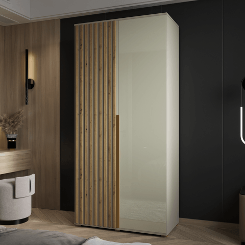 Szafa uchylna dwudrzwiowa z lacobelem i lamelami na wymiar Nola