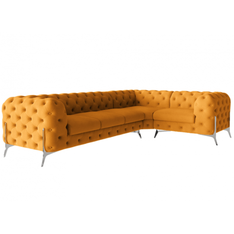 Narożnik pięcioosobowy luksusowy pikowany Chesterfield TEO HIGH 3+E+1