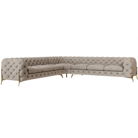 Narożnik siedmioosobowy pikowany glamour Chesterfield TEO HIGH 3+E+3