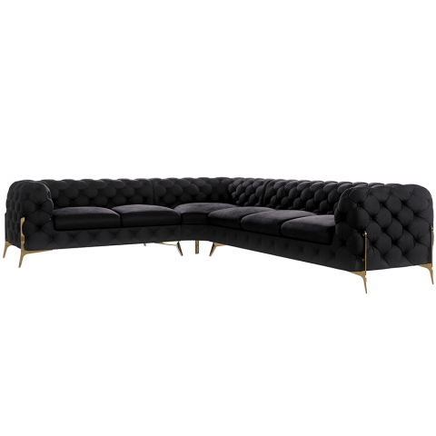 Narożnik sześcioosobowy pikowany glamour Chesterfield TEO HIGH 2+E+3